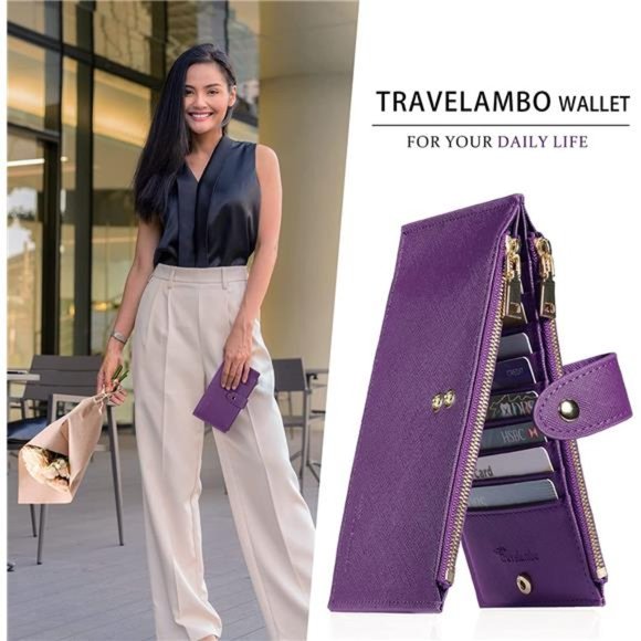 Womens Wallet RFID Blocking Bifold Multi Card Case Wallet with Zipper Pocket - Picture 6 of 6